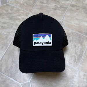 USED Authentic Patagonia Adjustable Logo Trucker Hat in Black